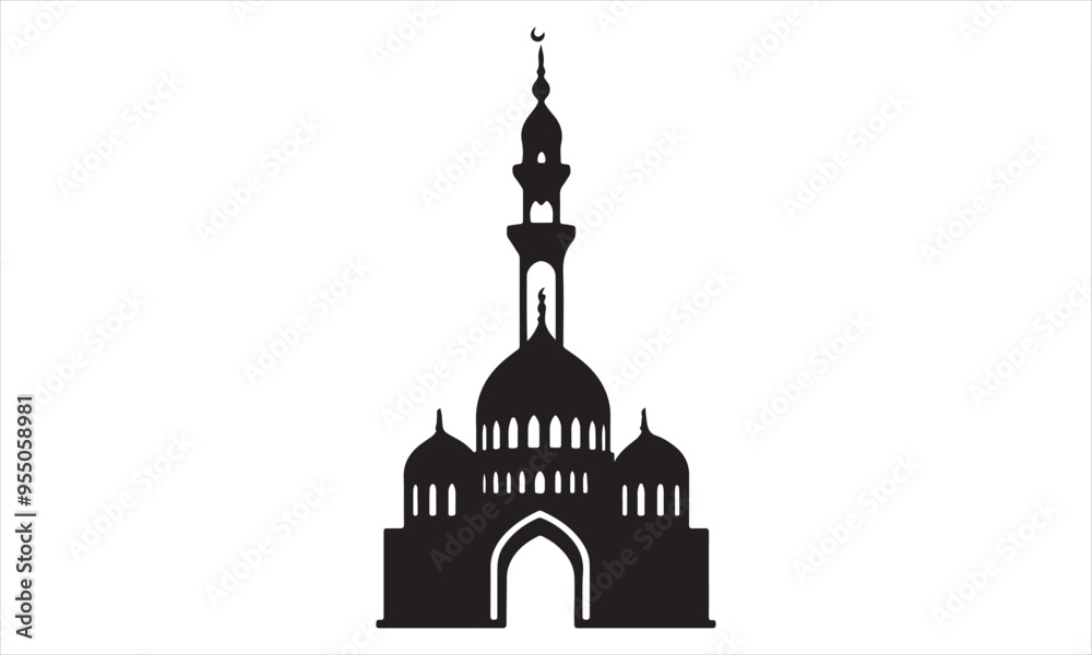 Islamic Mosque black silhouette 