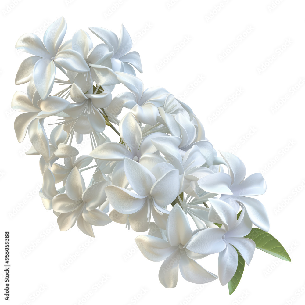 Fototapeta premium Blooming jasmine flowers on isolated transparent background