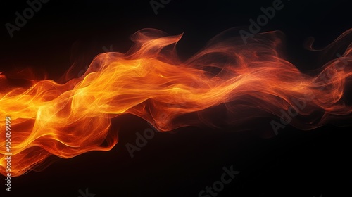 Stunning Isolated Fire Flames Texture with Sparkling Sparks and Smoke on a Dark Background. Ideal for Product Packaging and Decorative Designs.