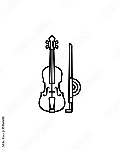 Editable vector of a violin with a bow rest, suitable for illustrations, websites, and design projects.