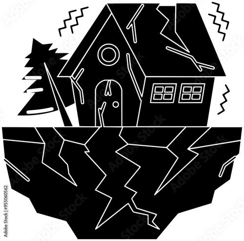 accident illustration prevention silhouette guidance logo info icon information outline instruction international month national protection geography quake secure seismograph shape seismology seismome