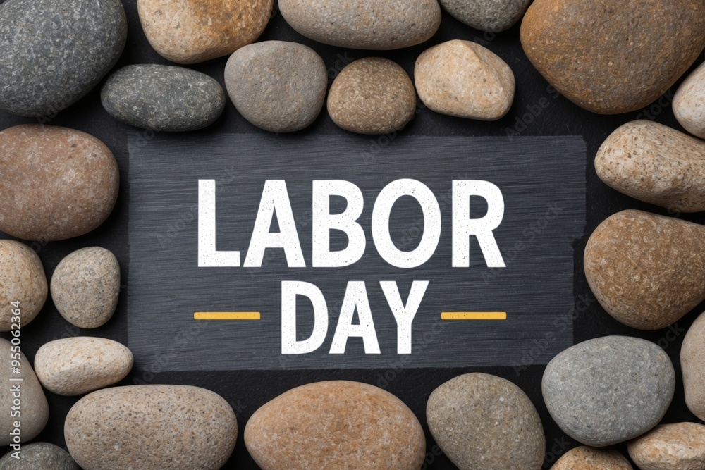 Background with stones with the phrase Labor Day. Background with stones with the phrase Labor Day.