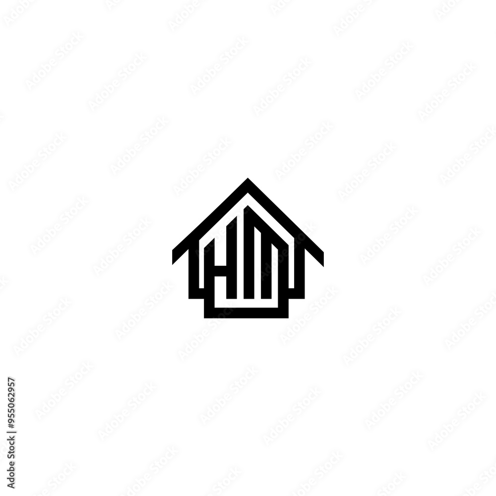 Vector real estate with initial Letter HM or MH Logo design template Vector real estate with initial Letter HM or MH Logo design template