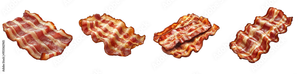 Delicious crispy bacon slices arranged neatly, perfect for culinary presentations and mouthwatering dishes. Delicious crispy bacon slices arranged neatly, perfect for culinary presentations and mouthwatering dishes.