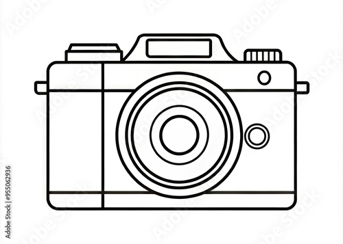 A Simple Line Drawing Of A Camera On A Plain White Background