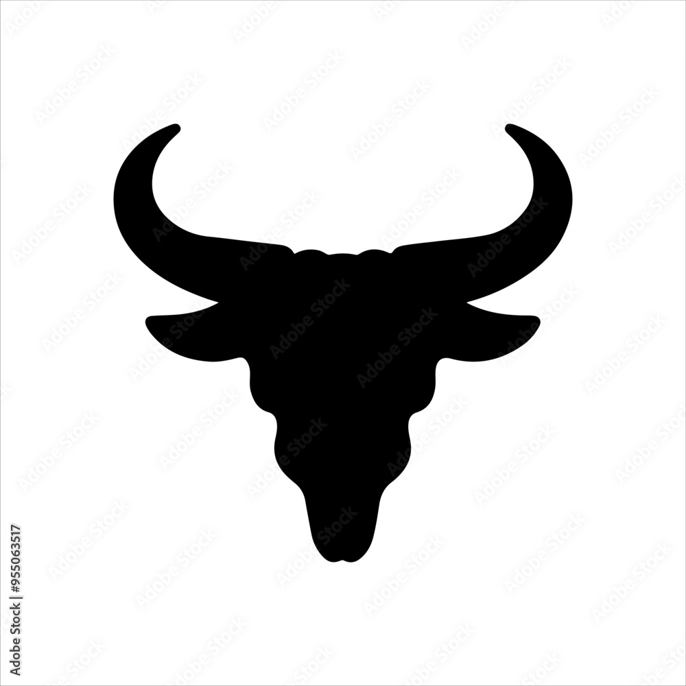 Cow skull vector silhouette illustration design on white background. Cow skull vector silhouette illustration design on white background.