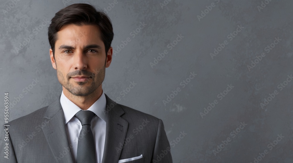 Businessman dressed in a gray suit, business and work concept. Businessman dressed in a gray suit, business and work concept.