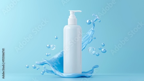 A body lotion bottle mockup featuring an ocean-inspired design, with subtle waves and bubbles, conveying full-body hydration.