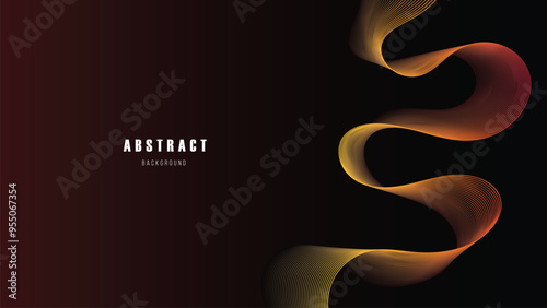 Dynamic Abstract Gradient Gold and Red Wave Lines Background.
