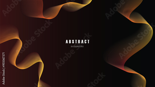 Dynamic Abstract Gradient Gold and Red Wave Lines Background.