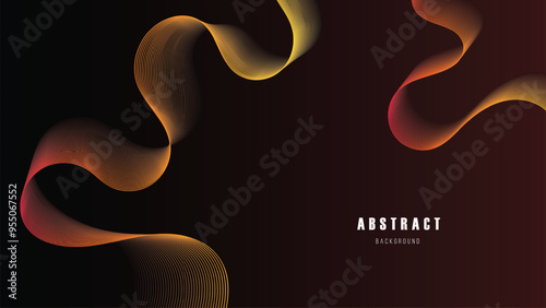 Dynamic Abstract Gradient Gold and Red Wave Lines Background.