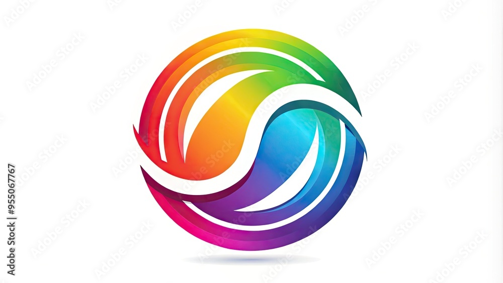 A stylized, modern symbol combining a swoosh, circle, and bold letterforms in a vibrant color scheme, conveying innovation, movement, and dynamic energy.