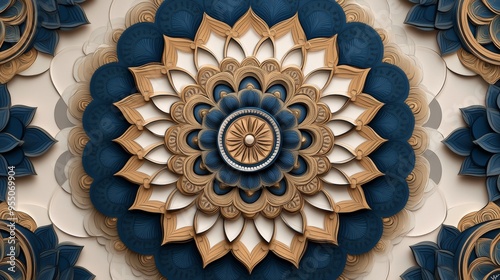 Intricate paper art featuring a stunning floral design, perfect for enhancing creativity or relaxation in any space.
