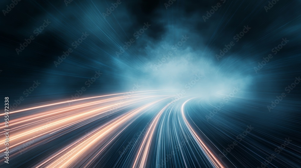 Dynamic light trails in a dark atmosphere, creating a mesmerizing effect of speed and movement, perfect for abstract designs. Dynamic light trails in a dark atmosphere, creating a mesmerizing effect of speed and movement, perfect for abstract designs.