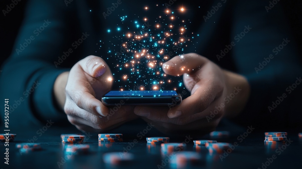 A gambler using a smartphone app to track betting strategies in real-time A gambler using a smartphone app to track betting strategies in real-time