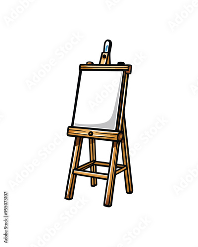 Editable stroke vector of an artist's easel with a blank canvas.