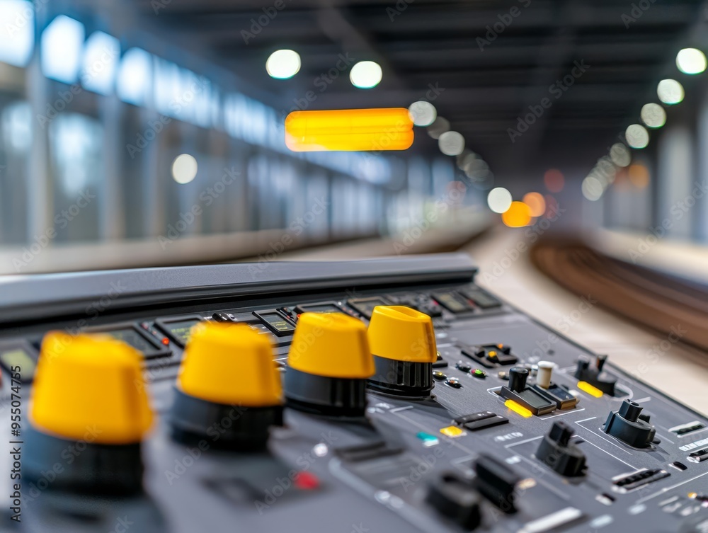 modern control panel with yellow buttons for automation and industrial operations in a factory or manufacturing facility. modern control panel with yellow buttons for automation and industrial operations in a factory or manufacturing facility.