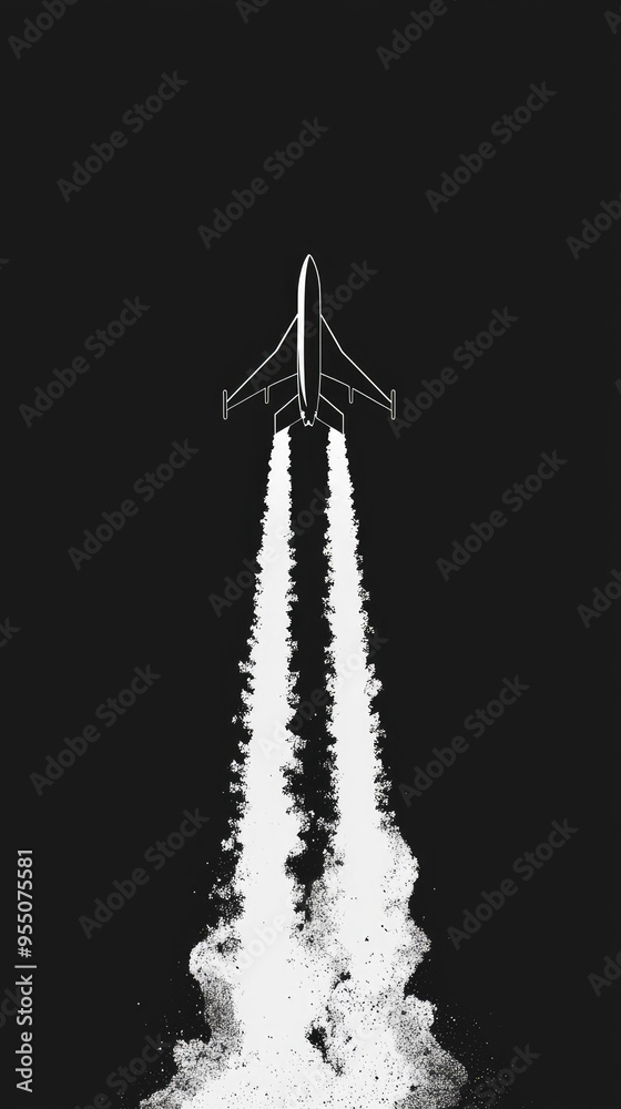 Φωτογραφία A Fighter Jet Ascends Against a Black Sky, Leaving a Trail of White Smoke in its Wake