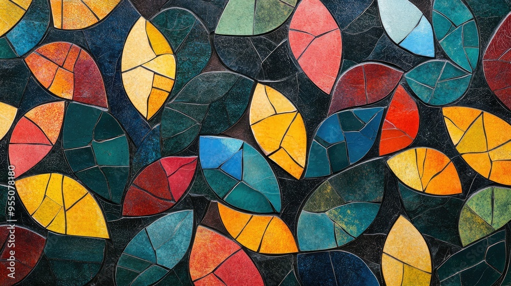 Abstract mosaic tile pattern with vibrant colors and varying shapes, perfect for a lively and artistic background Abstract mosaic tile pattern with vibrant colors and varying shapes, perfect for a lively and artistic background