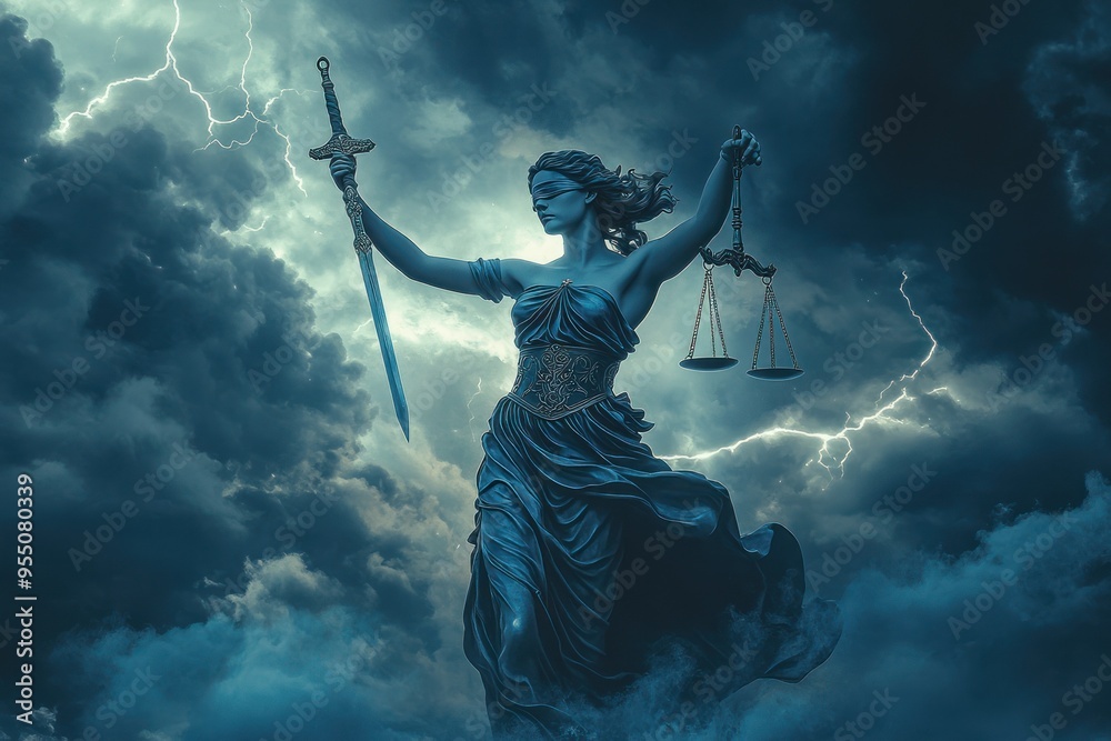 Visionary Lady Justice Amongst Thunderous Storm Clouds Visionary Lady Justice Amongst Thunderous Storm Clouds