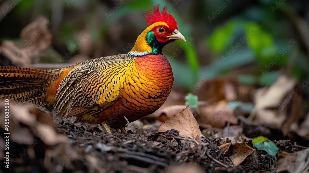 Fototapeta premium Golden Pheasant in its Natural Habitat