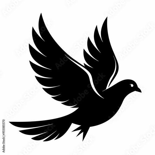 Dove silhouette vector art, Bird icon illustration