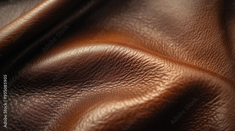Close-up of smooth leather texture in rich brown, showing fine details and natural imperfections Close-up of smooth leather texture in rich brown, showing fine details and natural imperfections