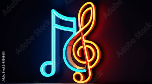 neon sign featuring treble clef frame perfect wall decoration cover designs symbolizing music notes