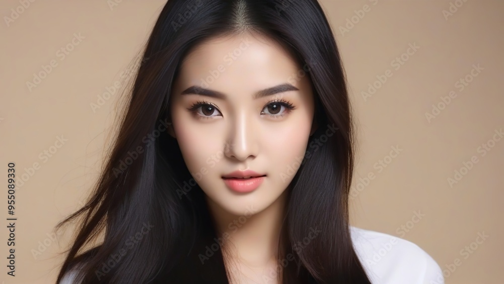 Attractive Girl with Long Hair and Bright Eyes Attractive Girl with Long Hair and Bright Eyes