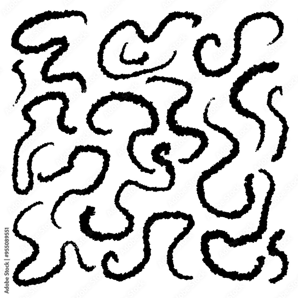 Abstract black and white squiggly line pattern Abstract black and white squiggly line pattern