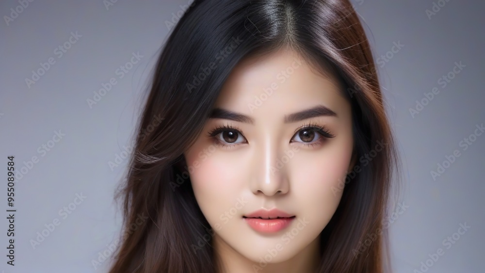 Attractive Girl with Long Hair and Bright Eyes Attractive Girl with Long Hair and Bright Eyes