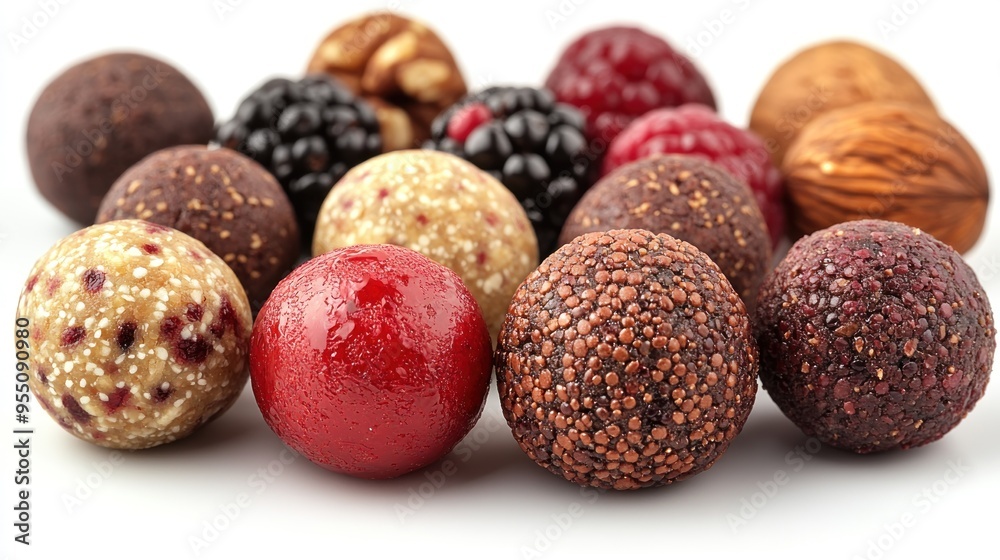 A delightful variety of unique chocolate truffles with different flavors and textures A delightful variety of unique chocolate truffles with different flavors and textures
