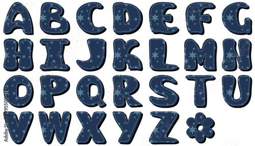 different texture scrapbook alphabet on white background