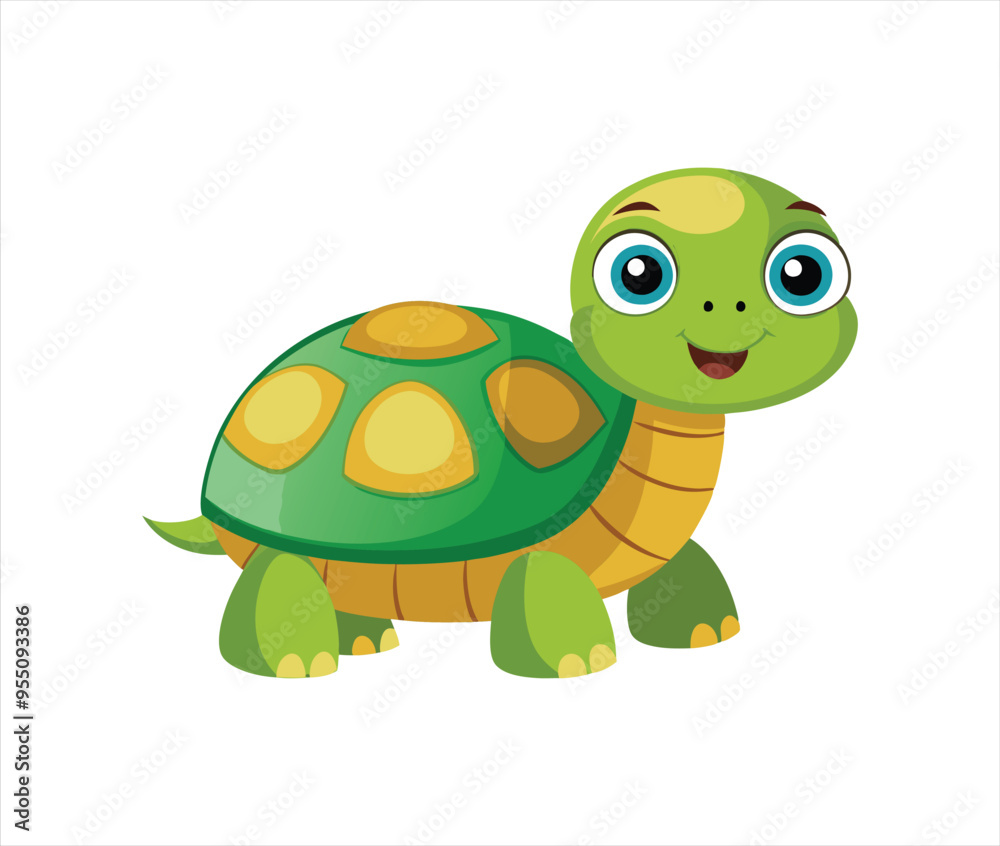 a cute cartoon turtle vector on a white background a cute cartoon turtle vector on a white background