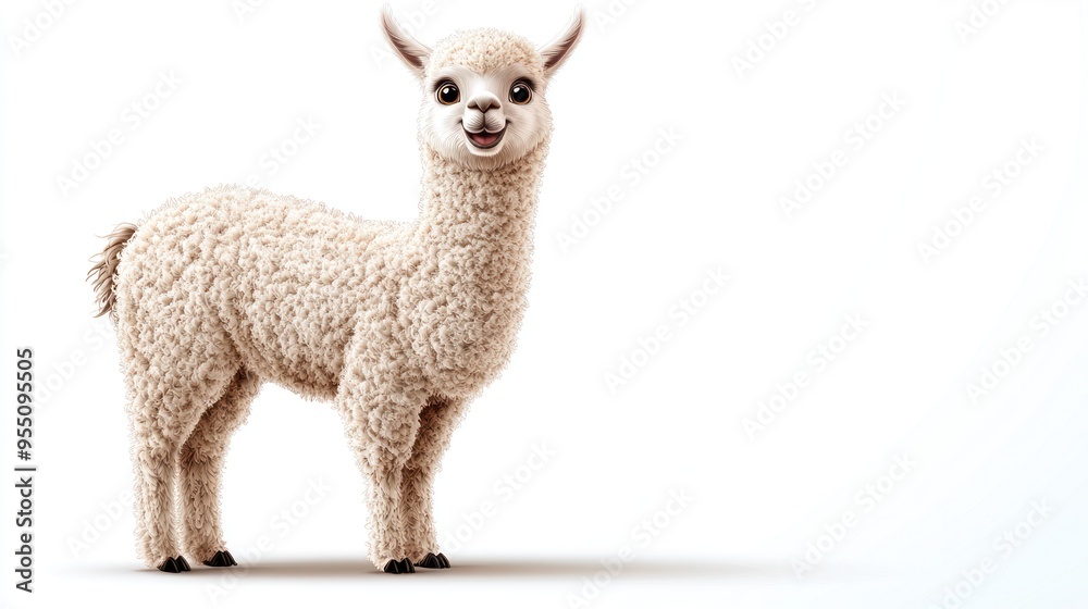 Obraz premium This cheerful alpaca poses with a playful expression against a clean backdrop