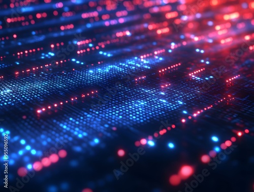 Wallpaper Mural Abstract Digital Background with Red and Blue Lights Torontodigital.ca