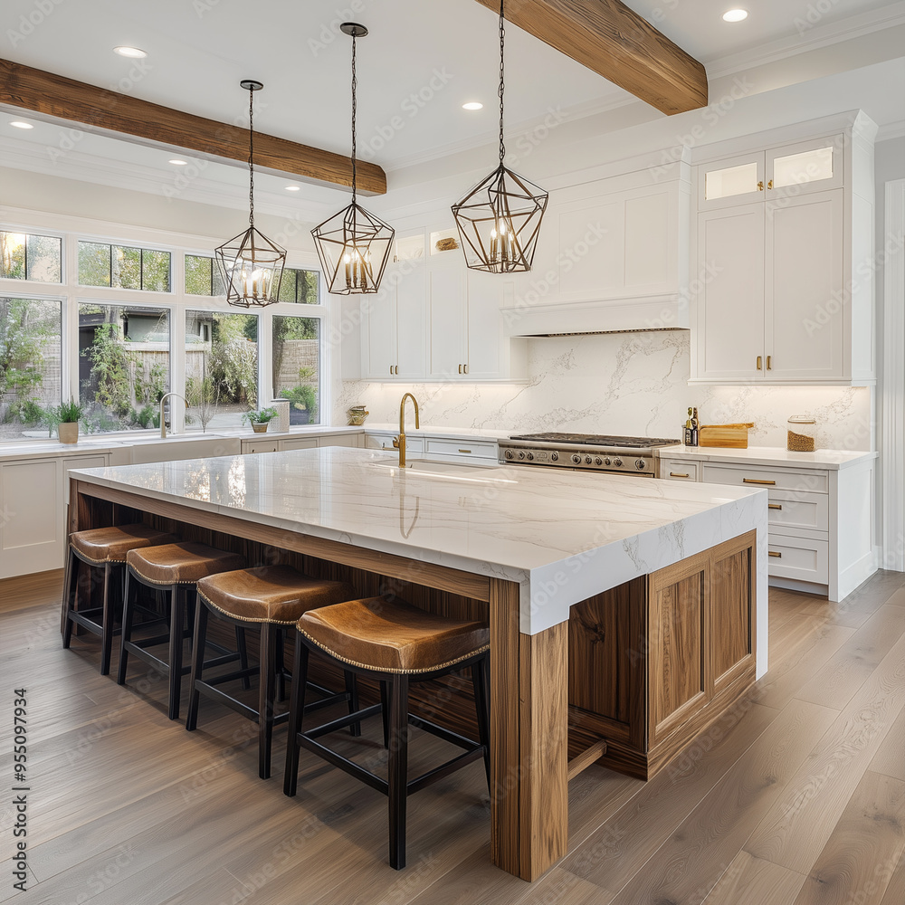 Modern kitchen interior with sleek appliances and wooden cabinetry, perfect for contemporary living