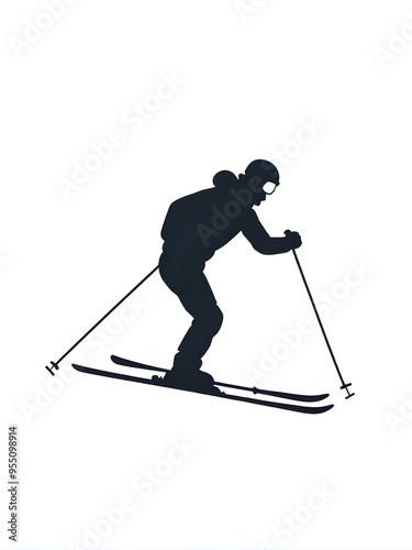 skier silhouette icon style isolated on white