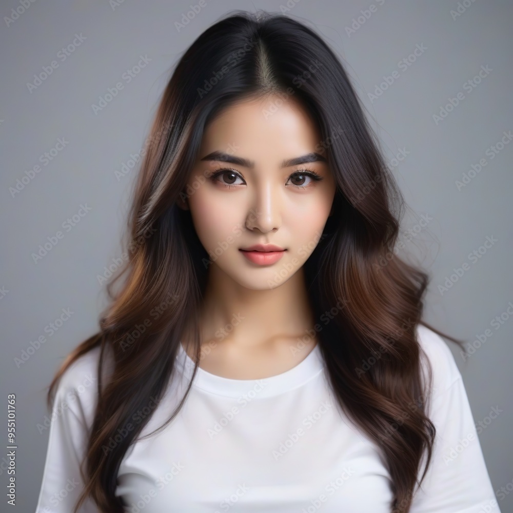 Attractive Girl with Long Hair and Bright Eyes Attractive Girl with Long Hair and Bright Eyes