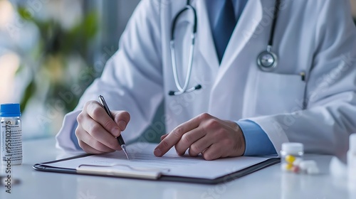 Doctor Filling Out a Prescription