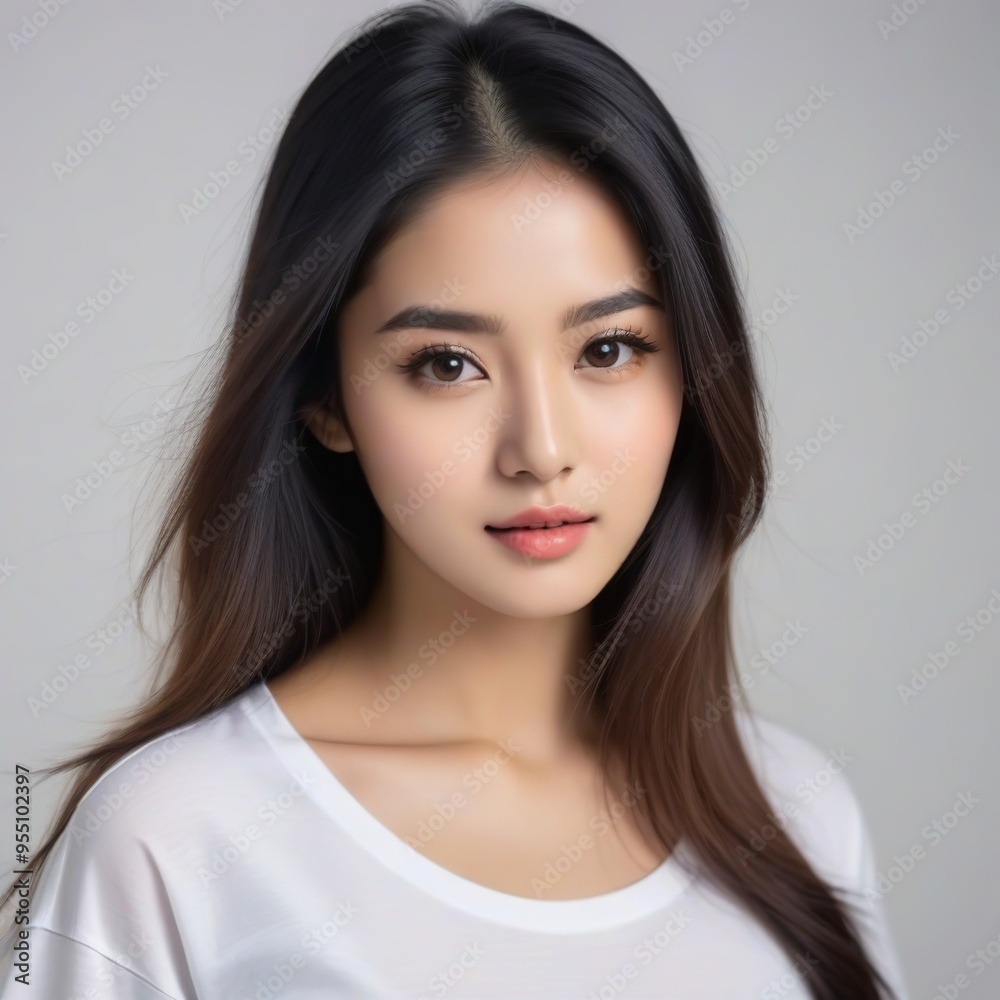 Attractive Girl with Long Hair and Bright Eyes Attractive Girl with Long Hair and Bright Eyes