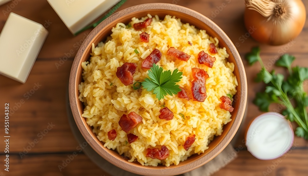 Delicious Brazilian Farofa: Golden Toasted Cassava Flour with Bacon, Onions, and Parsley Delicious Brazilian Farofa: Golden Toasted Cassava Flour with Bacon, Onions, and Parsley