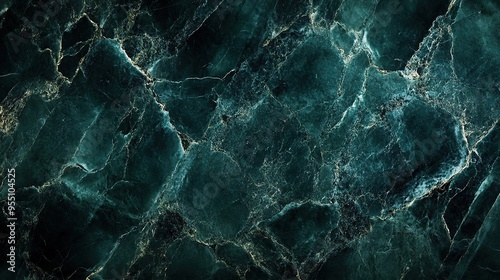 Rich dark green marble texture with elegant top view flat lay on a dark background. Exquisite and luxurious stone surface for design and decor inspiration.