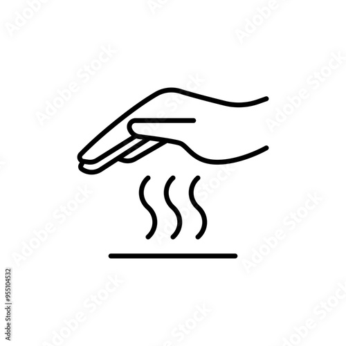 Hot surface icon. Simple outline style. Warning sign, burn, heat surface, hazard, caution hand do not touch, security concept. Thin line symbol. Vector illustration isolated.