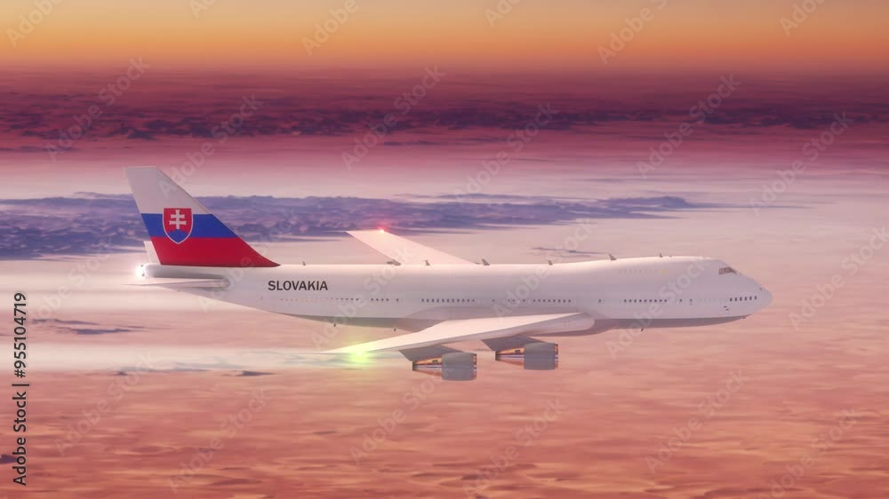 custom made wallpaper toronto digitalCommercial Airliner Passanger Plane Jumbo Jet Flying over Desert at Sunset with Country Flag Slovakia