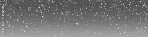 Christmas winter background from snowflakes blown by the wind on a background. White dust light png. Heavy snowfall, snowflakes in different shapes and forms.