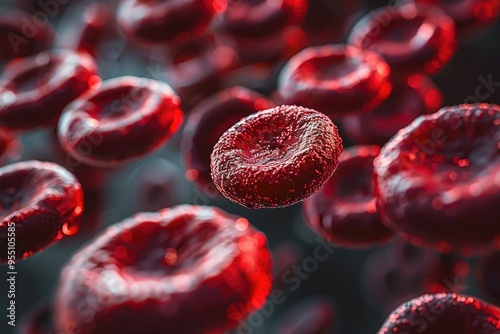 Red blood cells flowing through the bloodstream