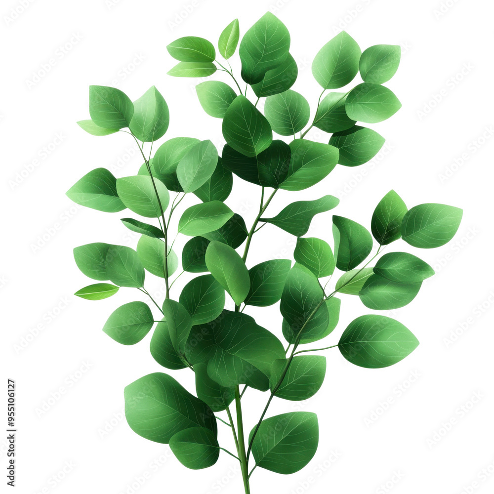A vibrant green leaf cluster, perfect for nature-themed designs, decorations, and botanical illustrations.
