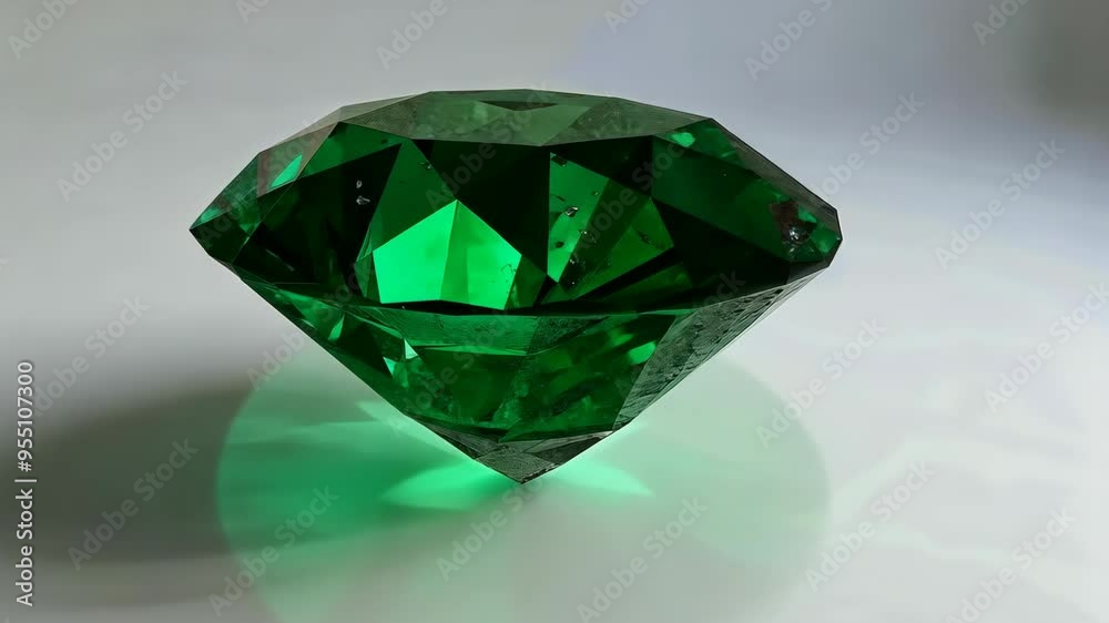 Examining the unique facets of an isolated emerald W crystal in stunning detail Examining the unique facets of an isolated emerald W crystal in stunning detail