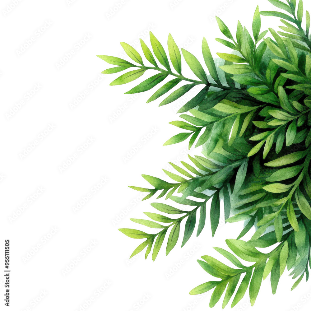 Fototapeta premium Lush green leaves create a vibrant and natural border, perfect for enhancing design projects with a touch of nature.